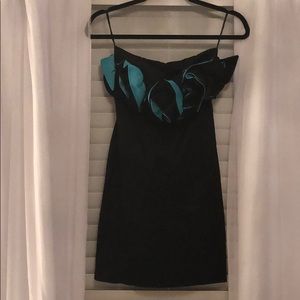 Black and Blue ruffle cocktail dress